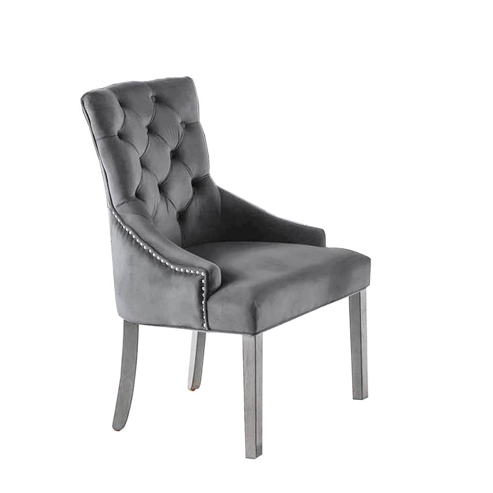 Jameson Velvet Upholstered Dining Chairs in Gray (Set of 2). Picture 1