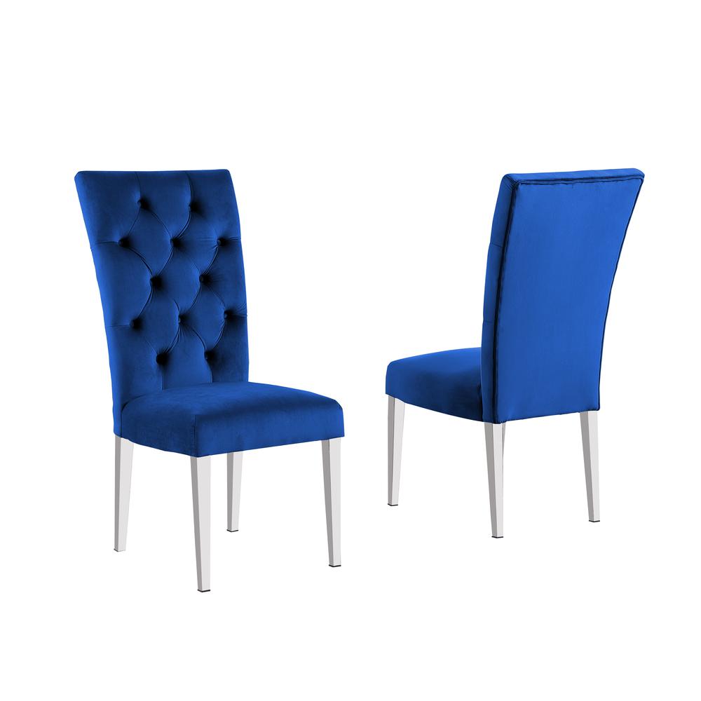 Layla Modern Velvet Upholstered Side Chairs in Blue (Set of 2). Picture 1