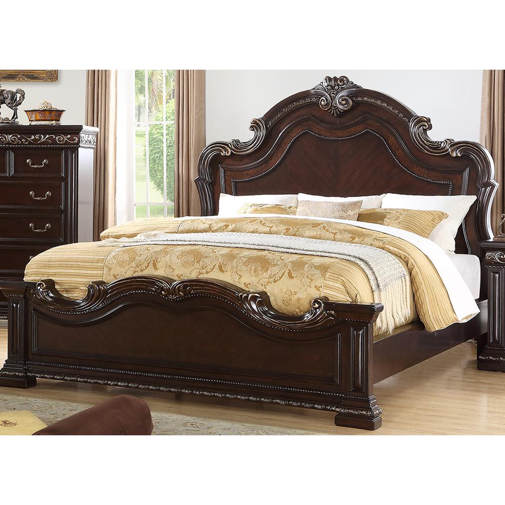 Best Master Furniture Africa Traditional Solid Wood King Bed in Cherry. Picture 1