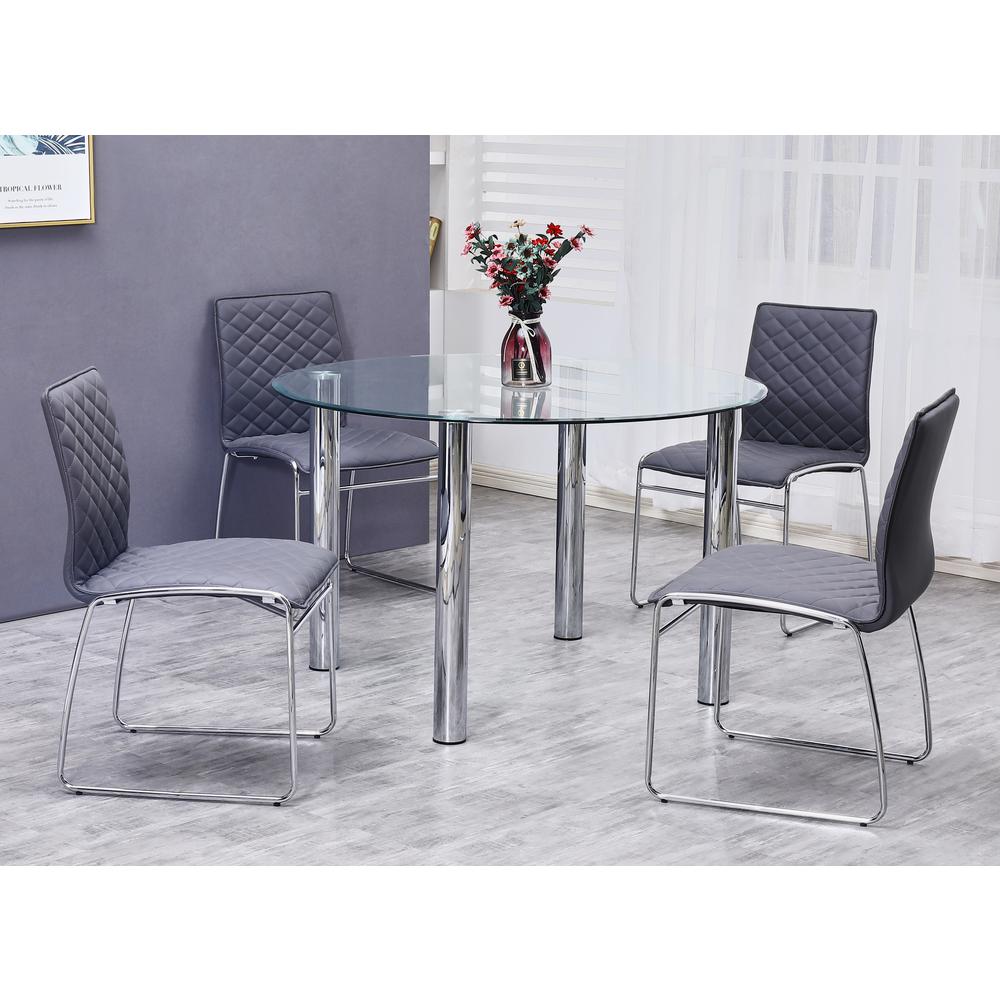 Best Master Furniture Duncan 5 Piece Round Stainless Steel Dining Set in Gray. Picture 1