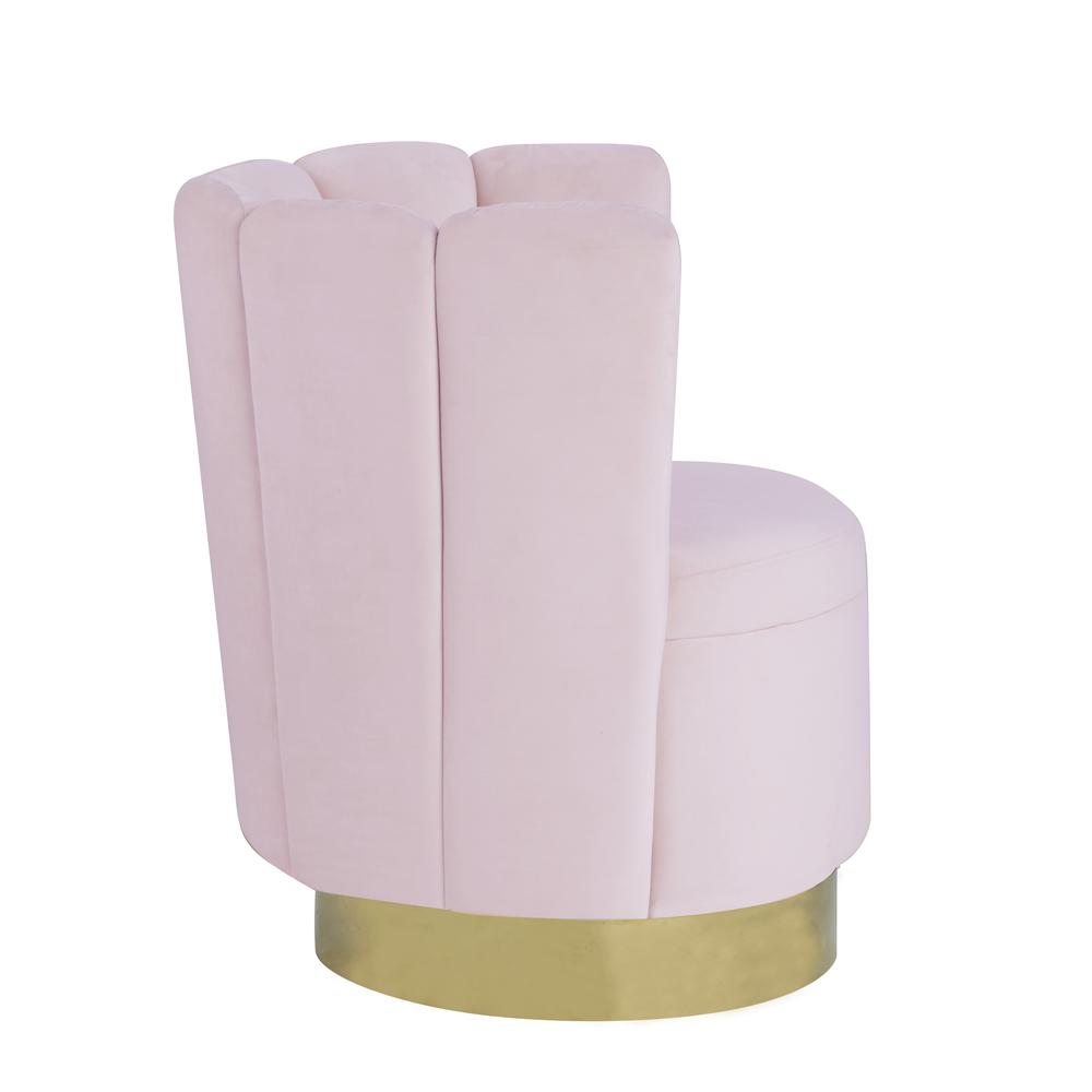 Ellis Velvet Upholstered Swivel Accent Chair in Pink Velvet. Picture 4
