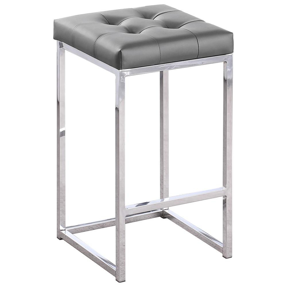 Jersey Gray Faux Leather Counter Height Stool in Silver (Set of 2). Picture 1