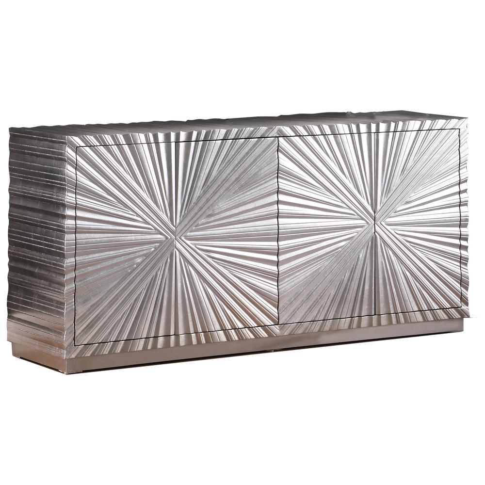 Lacy Metallic Silver Sheen Sideboard. Picture 1