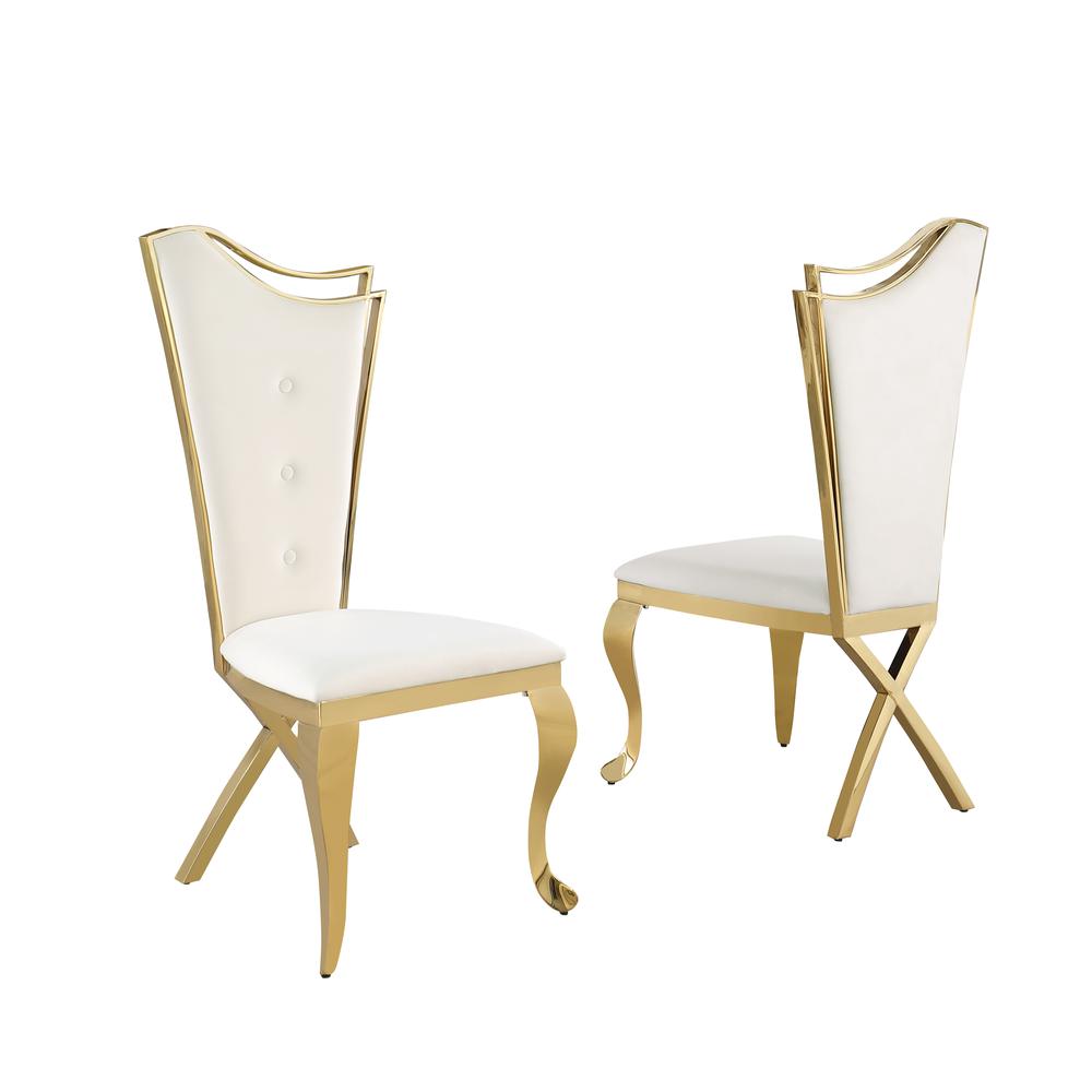 Ivane Cream Velvet with Gold Dining Chairs, Set of 2. Picture 1