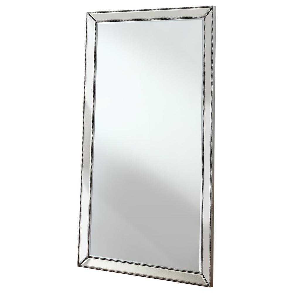 Best Master Furniture Winney Silver Mirrored Floor Mirror. Picture 1