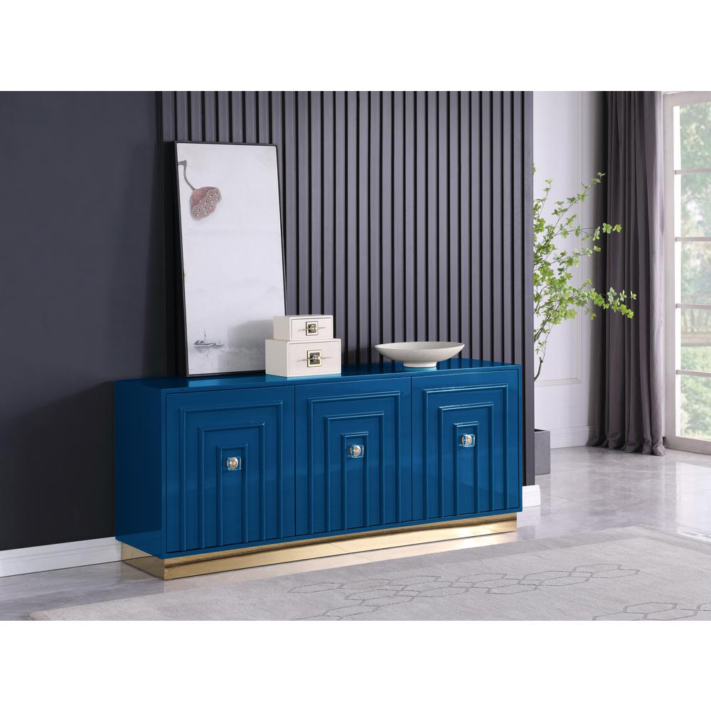 Maria Modern High Gloss Lacquer Wood Sideboard in Blue. Picture 1