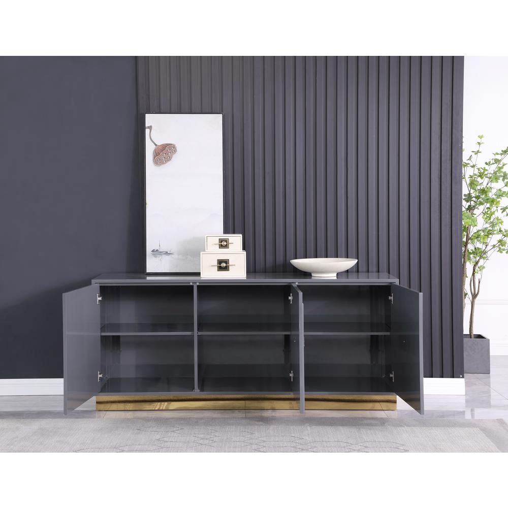 Maria Modern High Gloss Lacquer Wood Sideboard in Gray. Picture 3