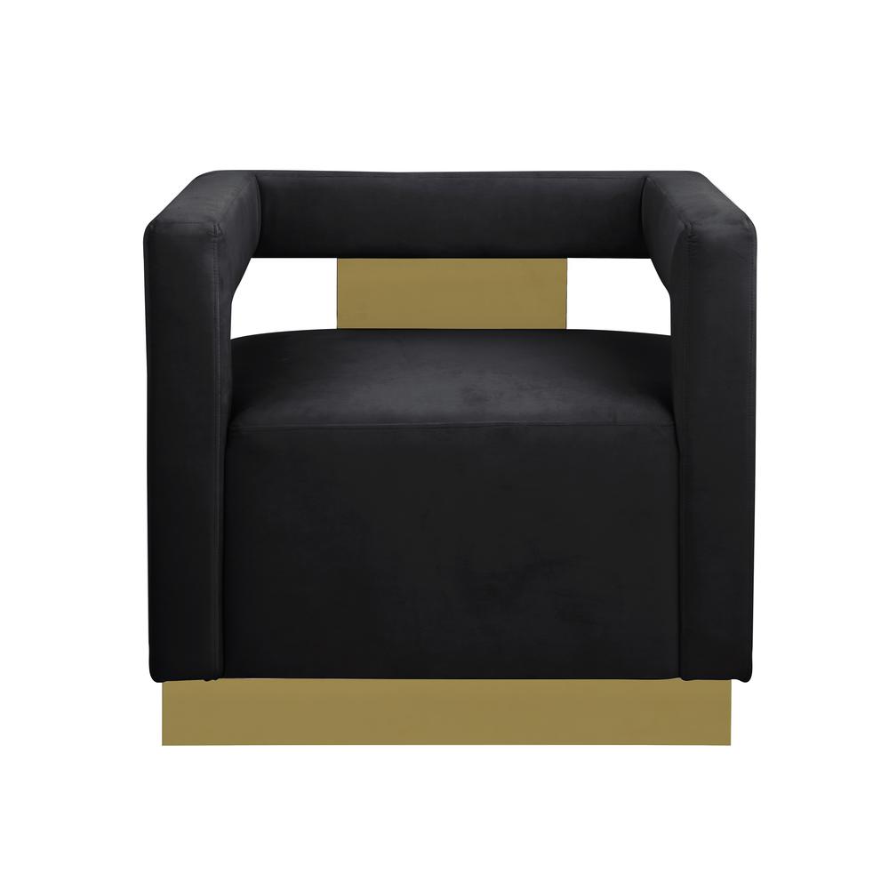 Connor Velvet Upholstered Accent Chair in Black. Picture 3