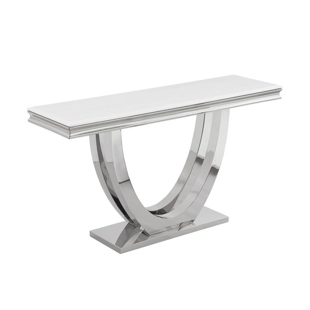 Danis Stone Marble Laminate Silver Sofa Table. Picture 1