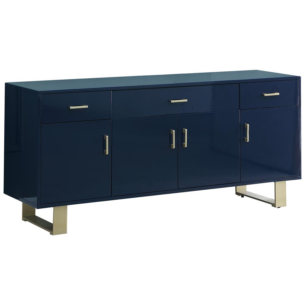 Tyrion Navy Lacquer Sideboard with Gold Accents. Picture 1