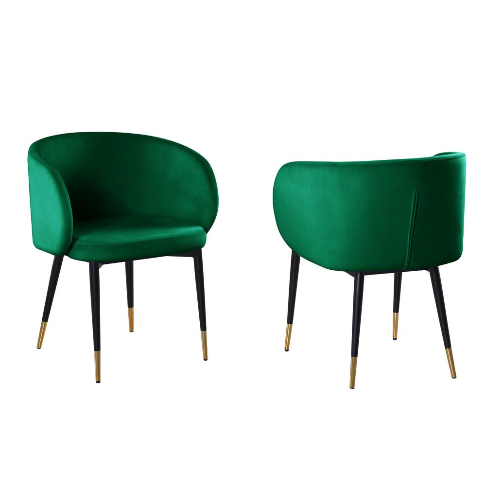 Hemingway Velvet Upholstered Side Chair in Green. Picture 1
