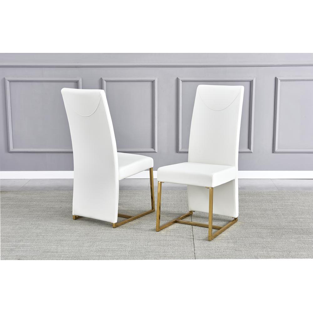 Padraig White Faux Leather Side Chairs in Gold (Set of 2). Picture 2