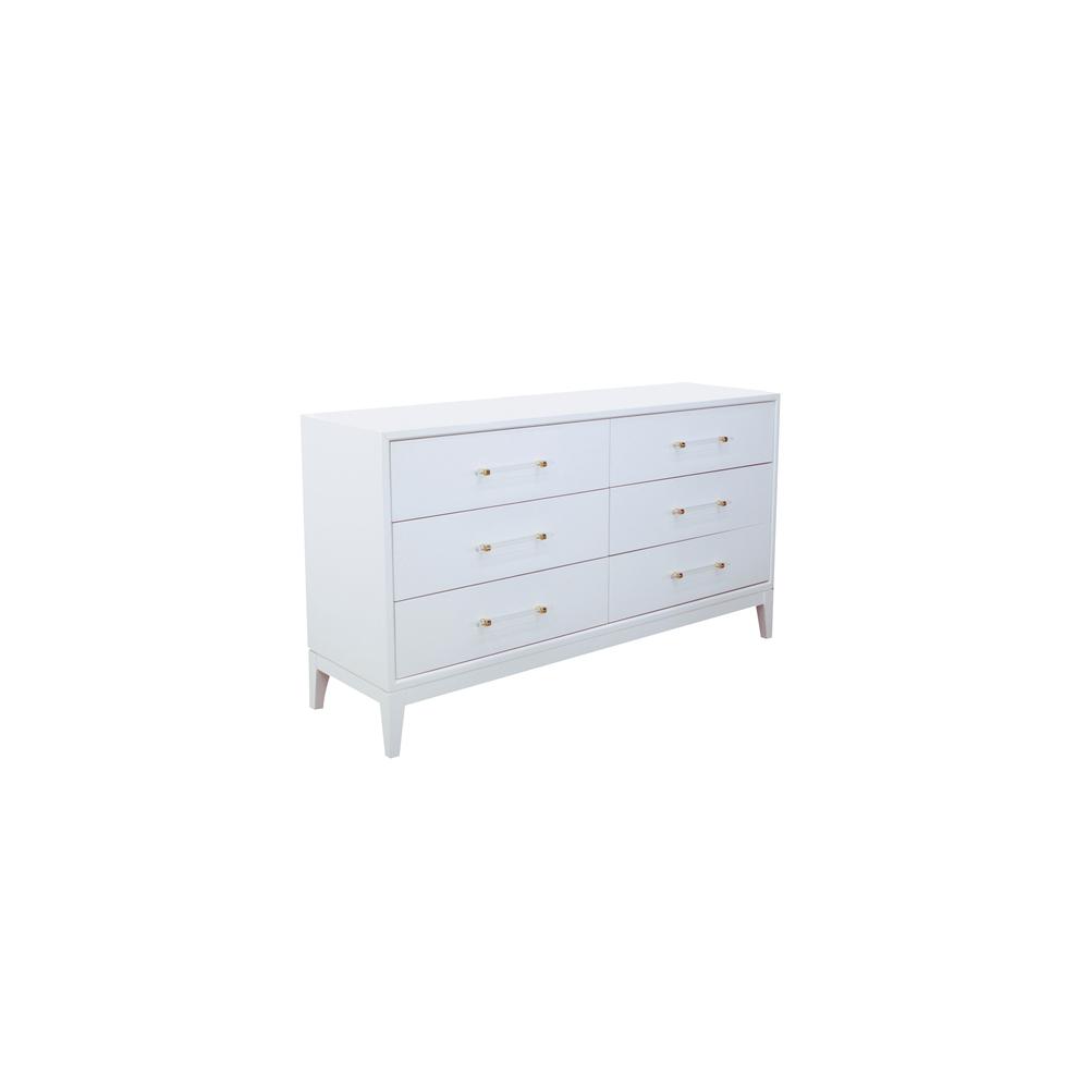 Best Master Furniture Orbis 61" Modern Wood Dresser in White Lacquer. Picture 1