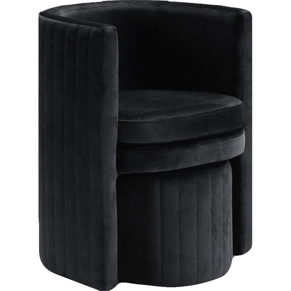 Best Master Seager Black Velvet Round Arm Chair with Ottoman. Picture 1