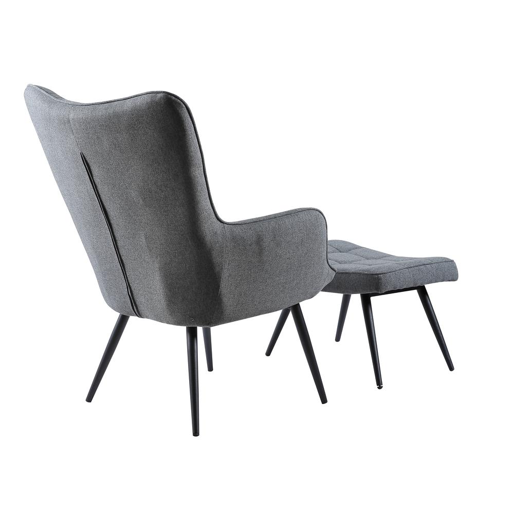 West China Grey Linen Accent Chair plus Ottoman Set. Picture 2