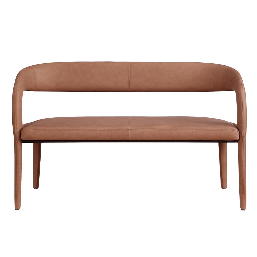Marcus Cognac PU Leather Dining Bench. Picture 2