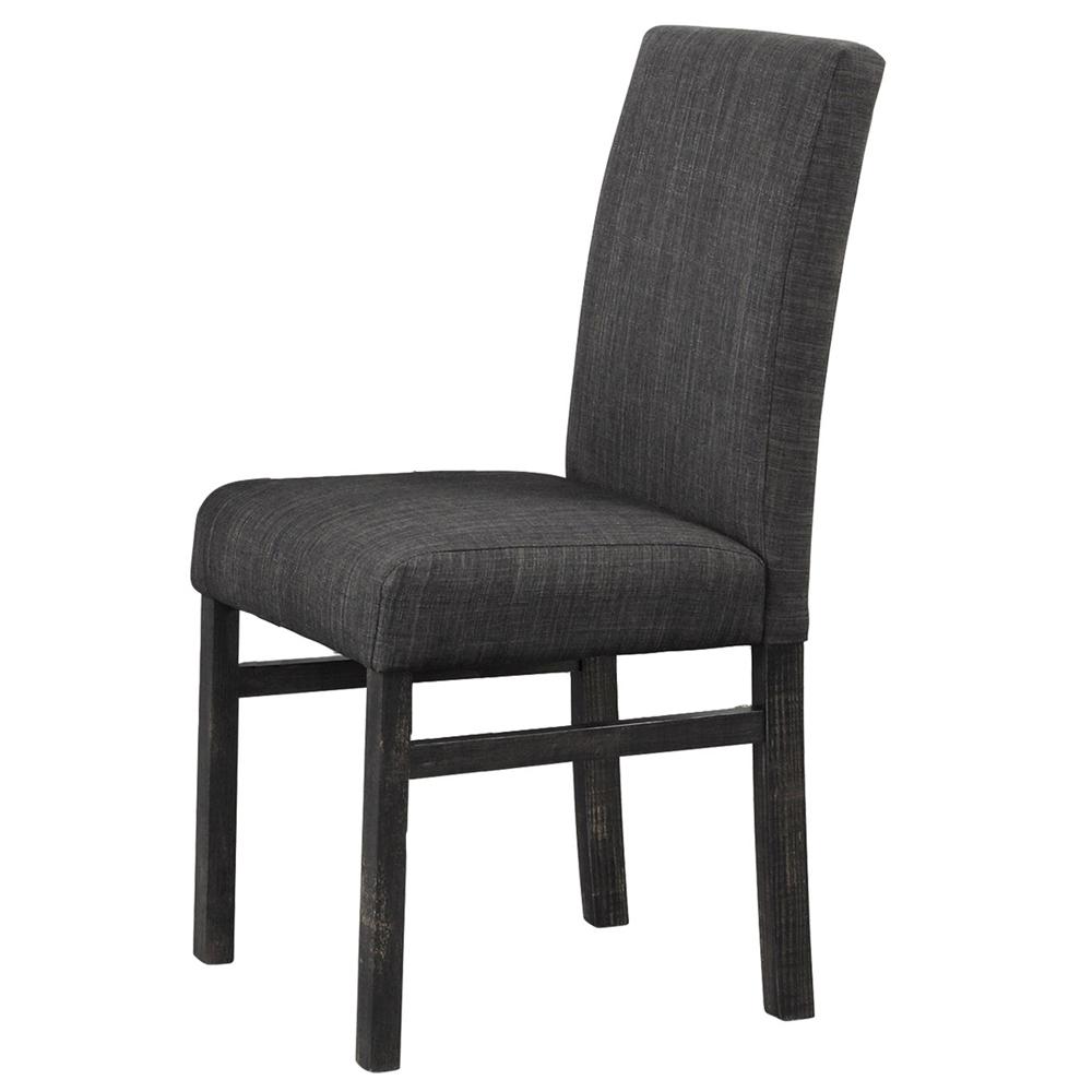 Vitaliya Black Charcoal Linen Side Chairs, Set of 2. Picture 1