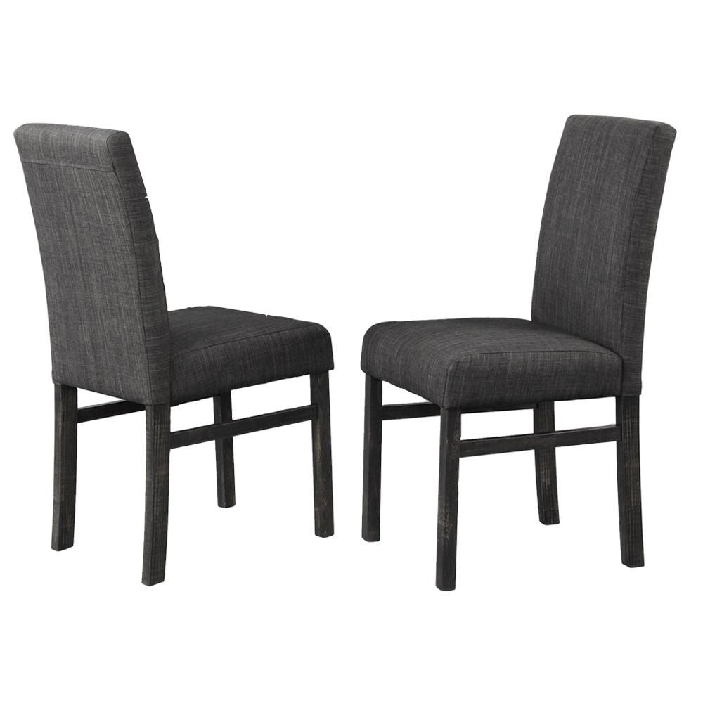 Vitaliya Black Charcoal Linen Side Chairs, Set of 2. Picture 3