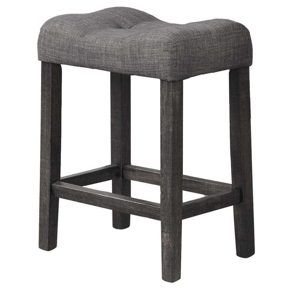 Vitaliya Black Charcoal Linen Counter Height Stools, Set of 2. Picture 1