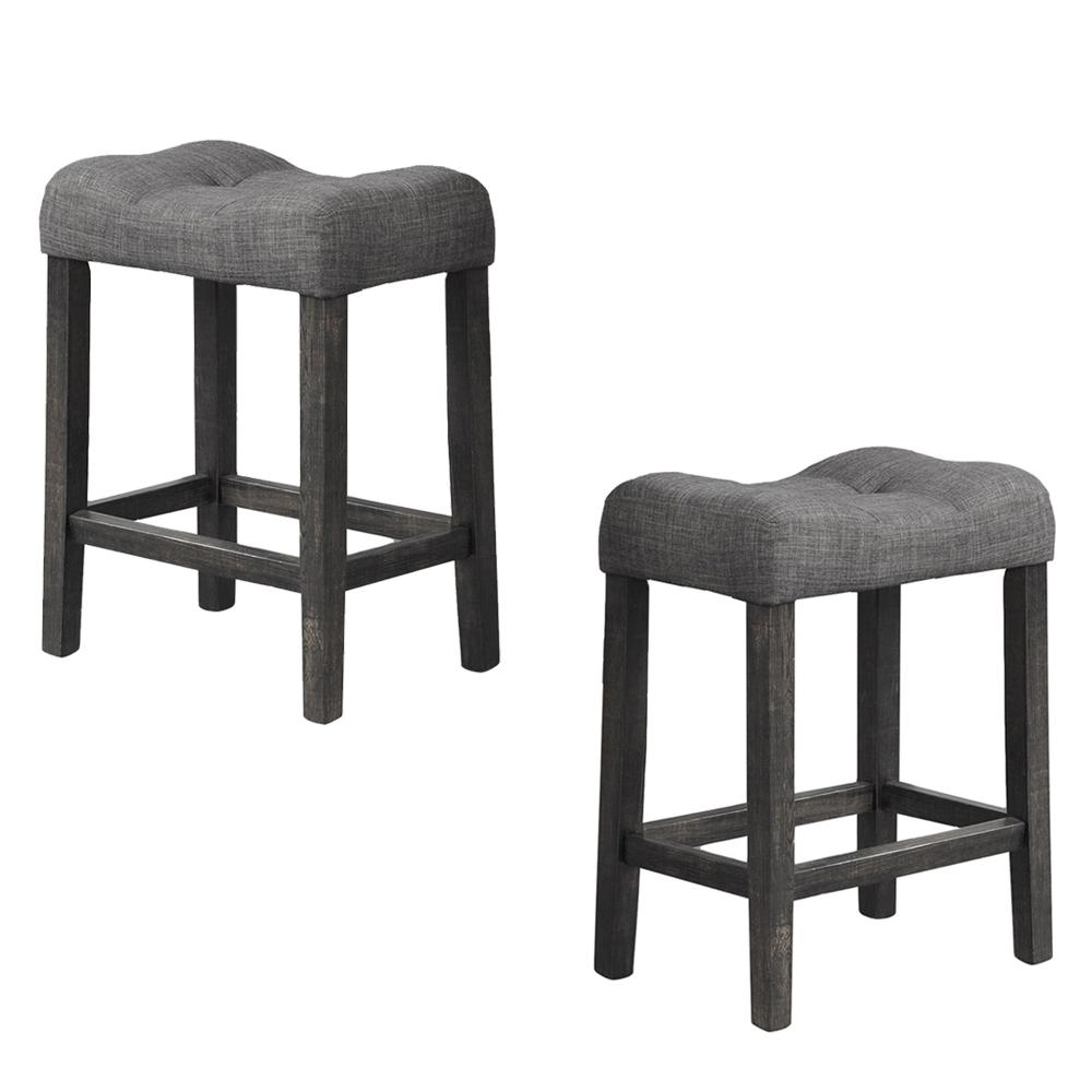 Vitaliya Black Charcoal Linen Counter Height Stools, Set of 2. Picture 3
