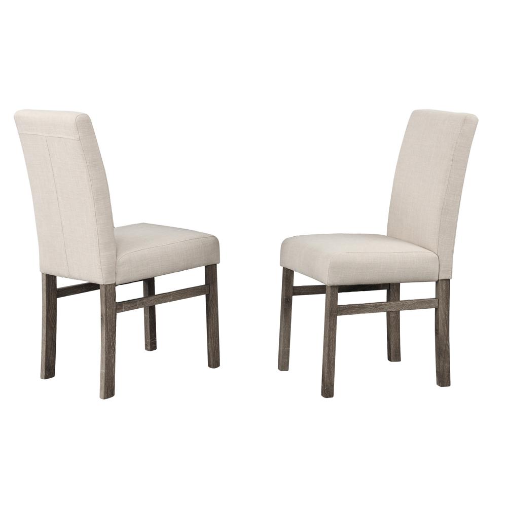 Vitaliya Antique Natural Oak Linen Side Chairs, Set of 2. Picture 1