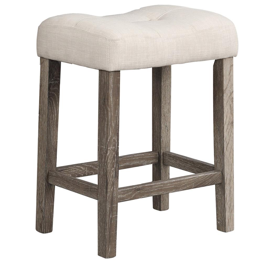 Vitaliya Antique Natural Oak Linen Counter Height Stools, Set of 2. Picture 1