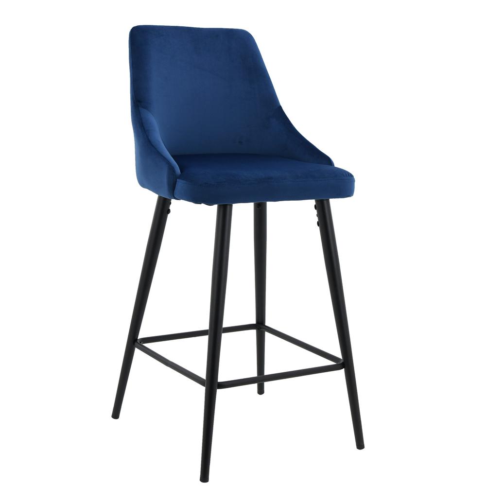 Best Master Furniture Sunset 26" Velvet Fabric Counter Stool in Blue (Set of 2). Picture 1
