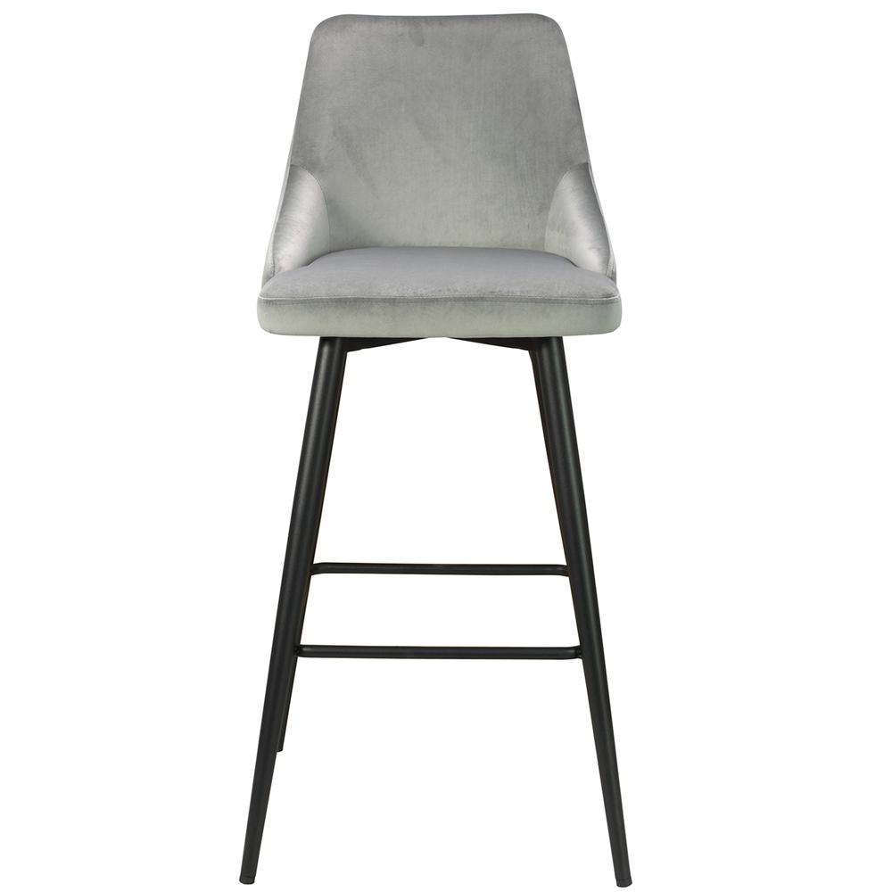 Best Master Furniture Sunset 26" Velvet Fabric Counter Stool in Gray (Set of 2). Picture 3