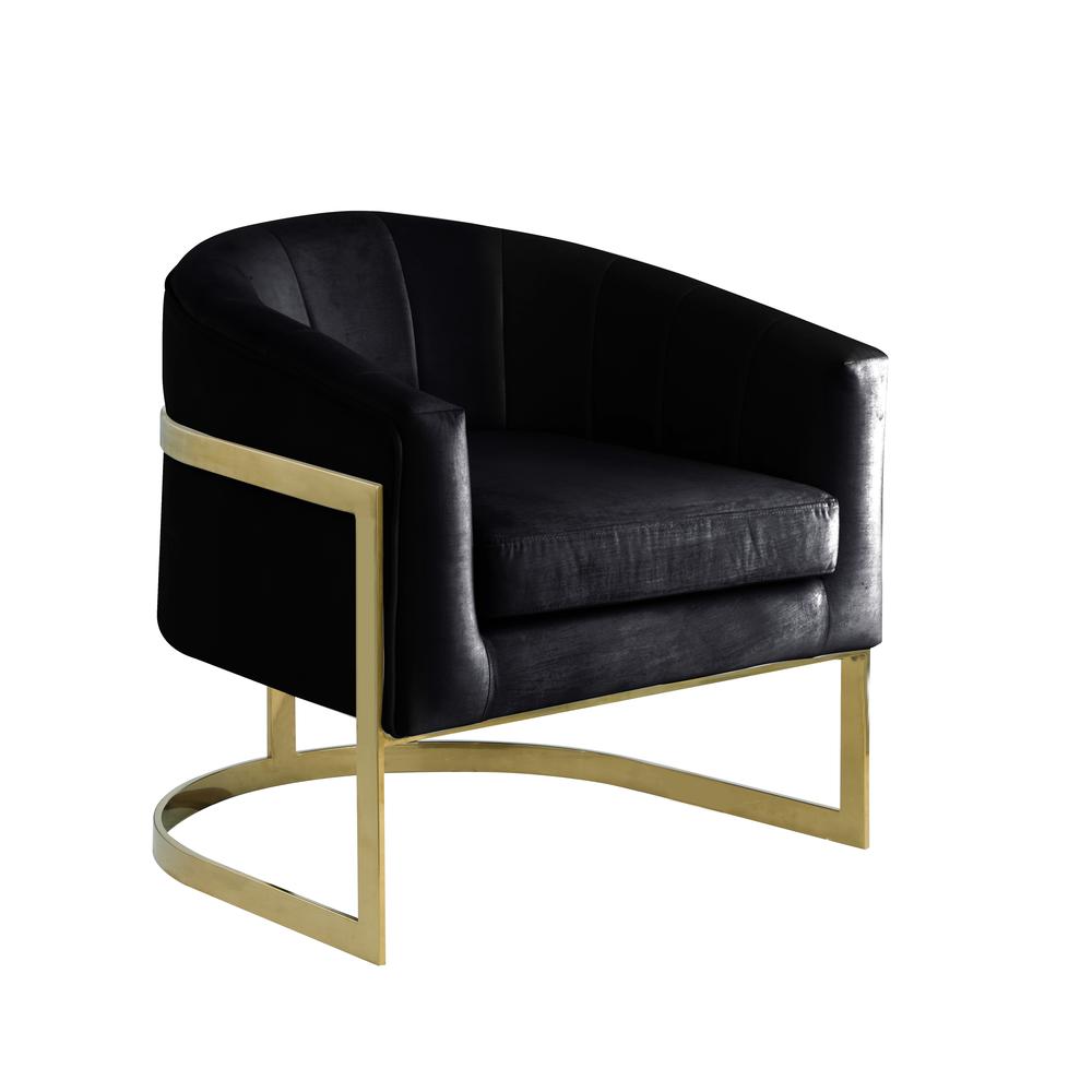 Traxmon Velvet Upholstered Accent Chair in Black Velvet. Picture 1