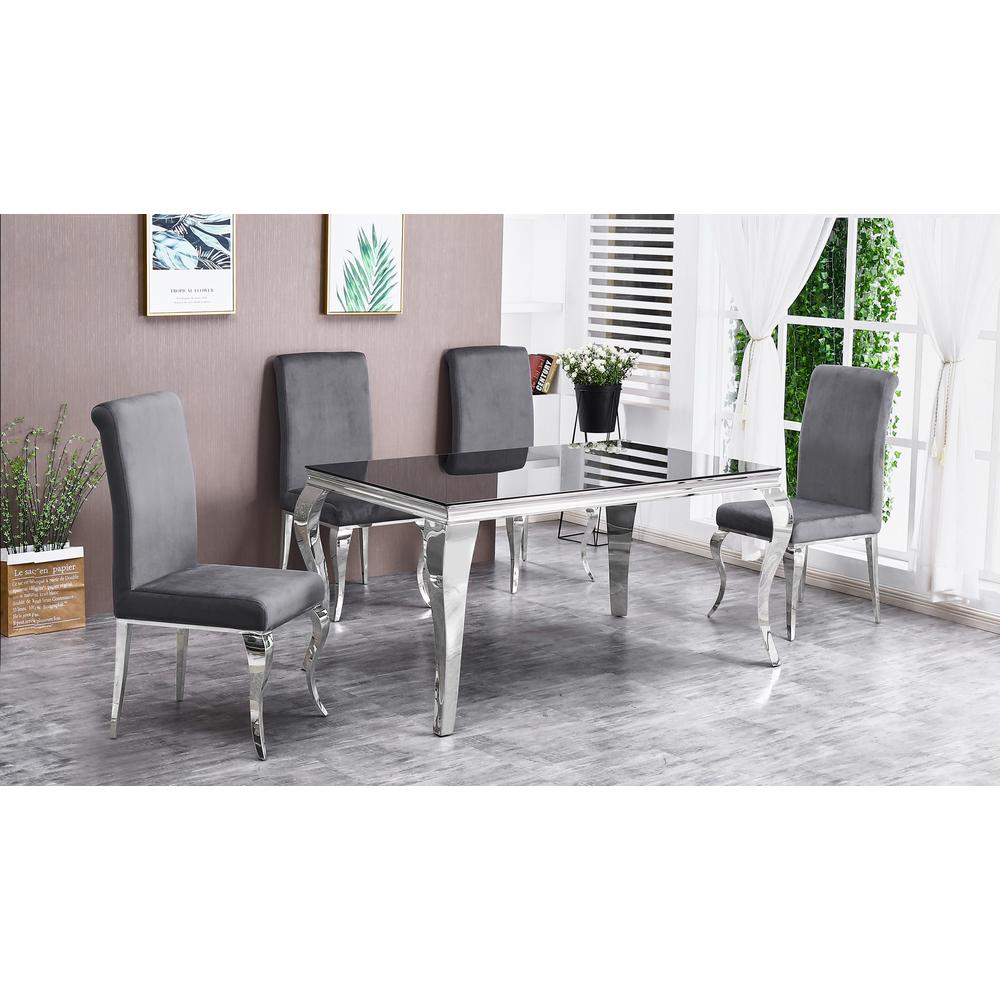Best Master Furniture Tristian 5 Piece Stainless Steel Dining Set in Gray. Picture 1