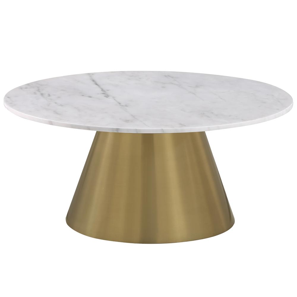 Jacobsen White Round Marble Coffee Table. Picture 1