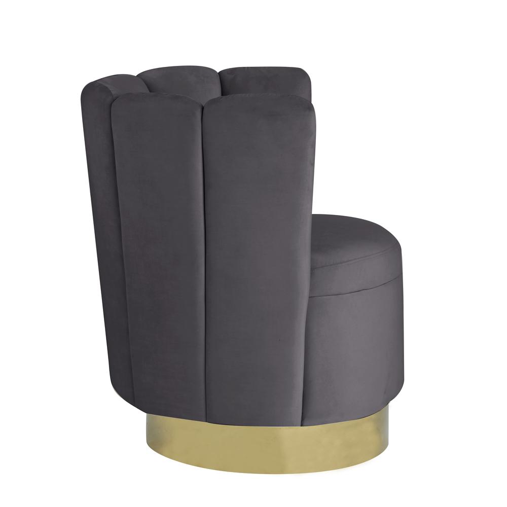 Ellis Velvet Upholstered Swivel Accent Chair in Gray. Picture 4