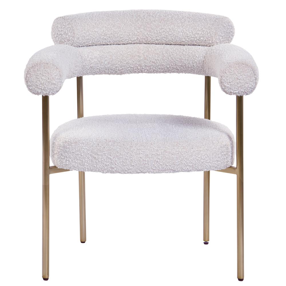 Beren Cream Boucle Fabric Dining Chair with Gold Leg, Set of 2. Picture 2