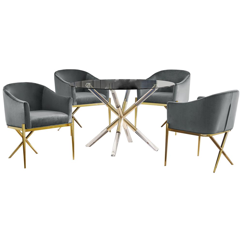 Best Master Dalton Round Dining Set in Gray (5-piece). Picture 1