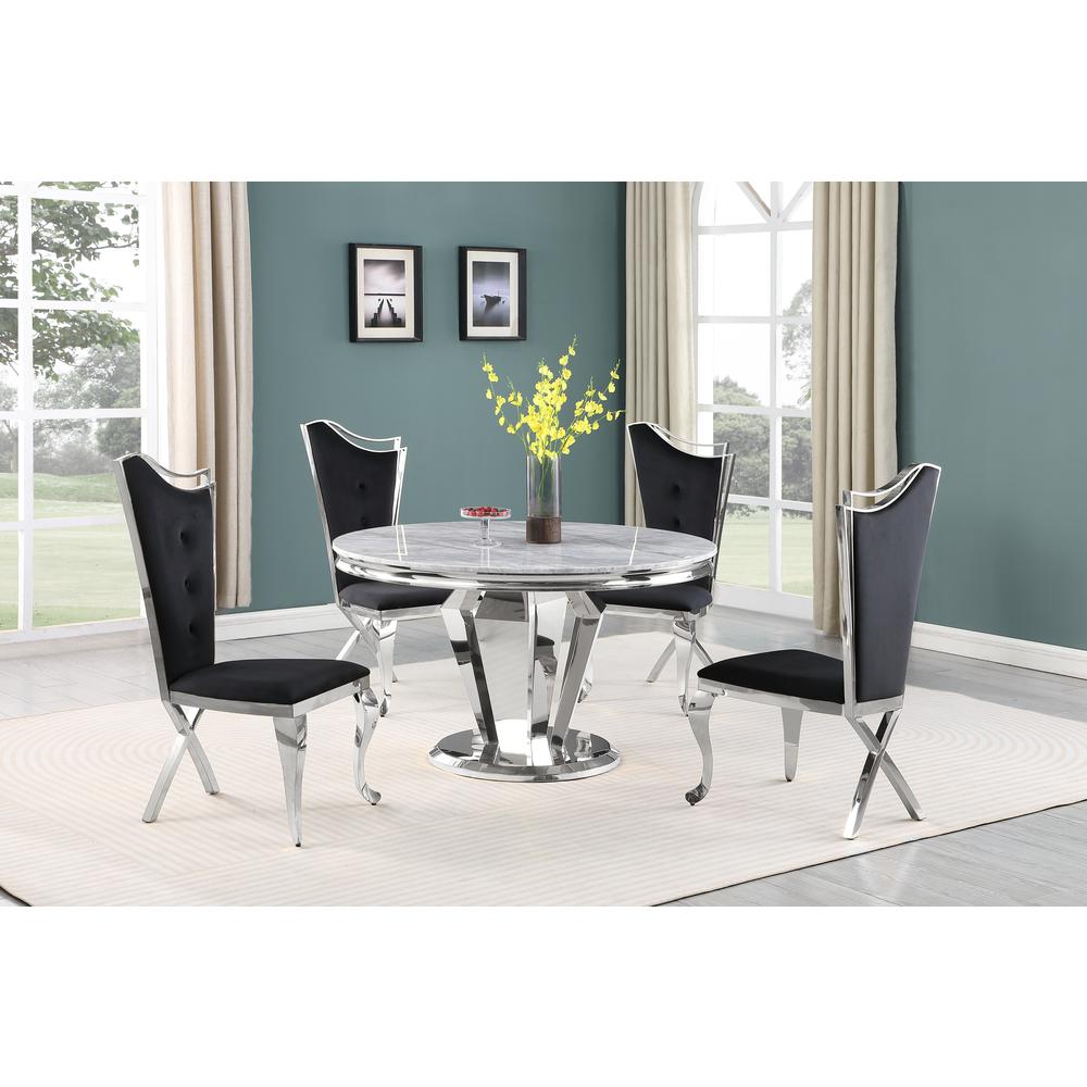 Ivane Black with Silver 5-Piece Round Dining Set. Picture 5