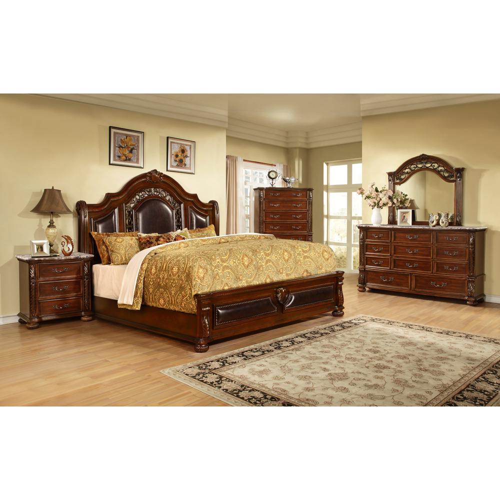 Bessy Traditional Cherry Wood Queen Platform Bed. Picture 2