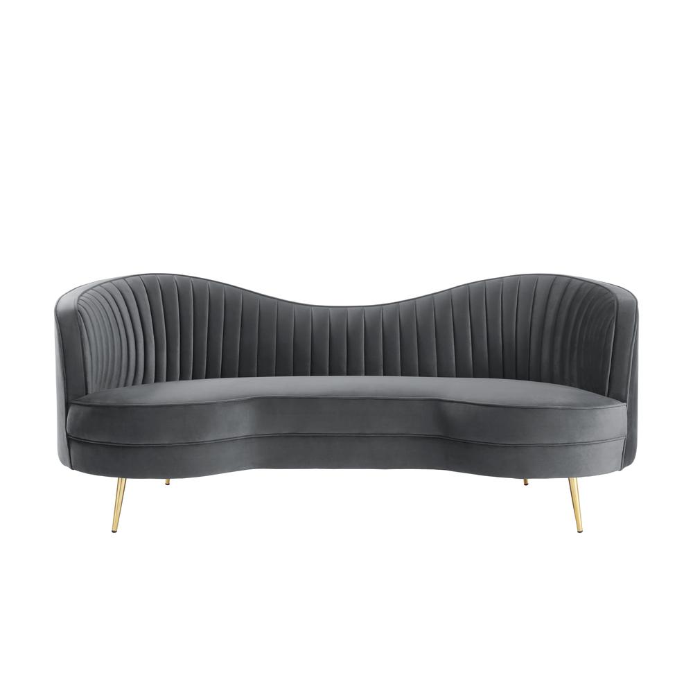 Wallace Modern Velvet Loveseat in Gray. The main picture.