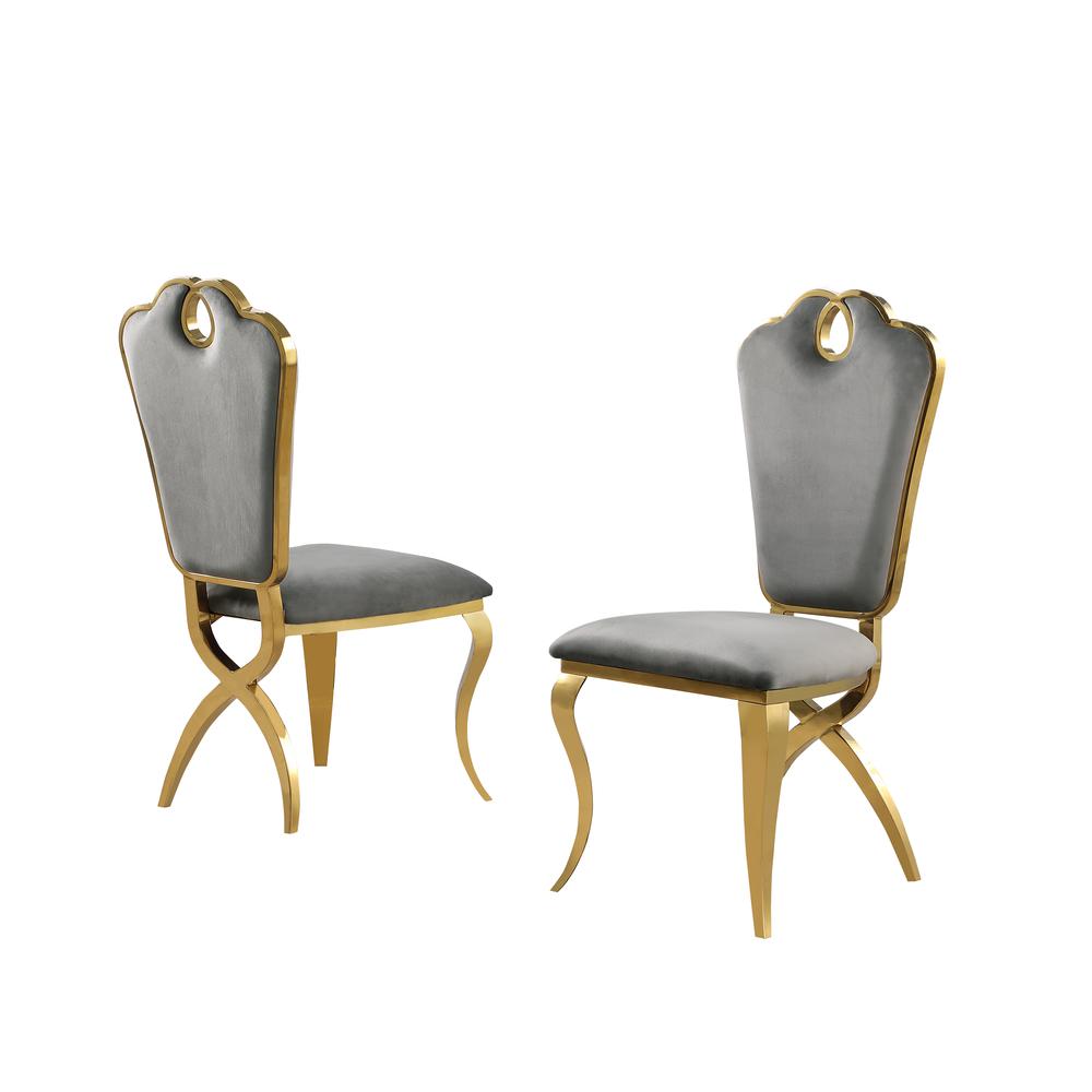 Gernot Grey Velvet with Gold Dining Chairs, Set of 2. Picture 2
