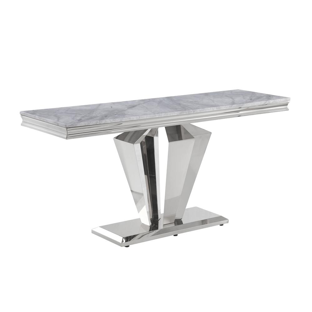 Ivane Stone Marble Laminate Silver Sofa Table. Picture 1
