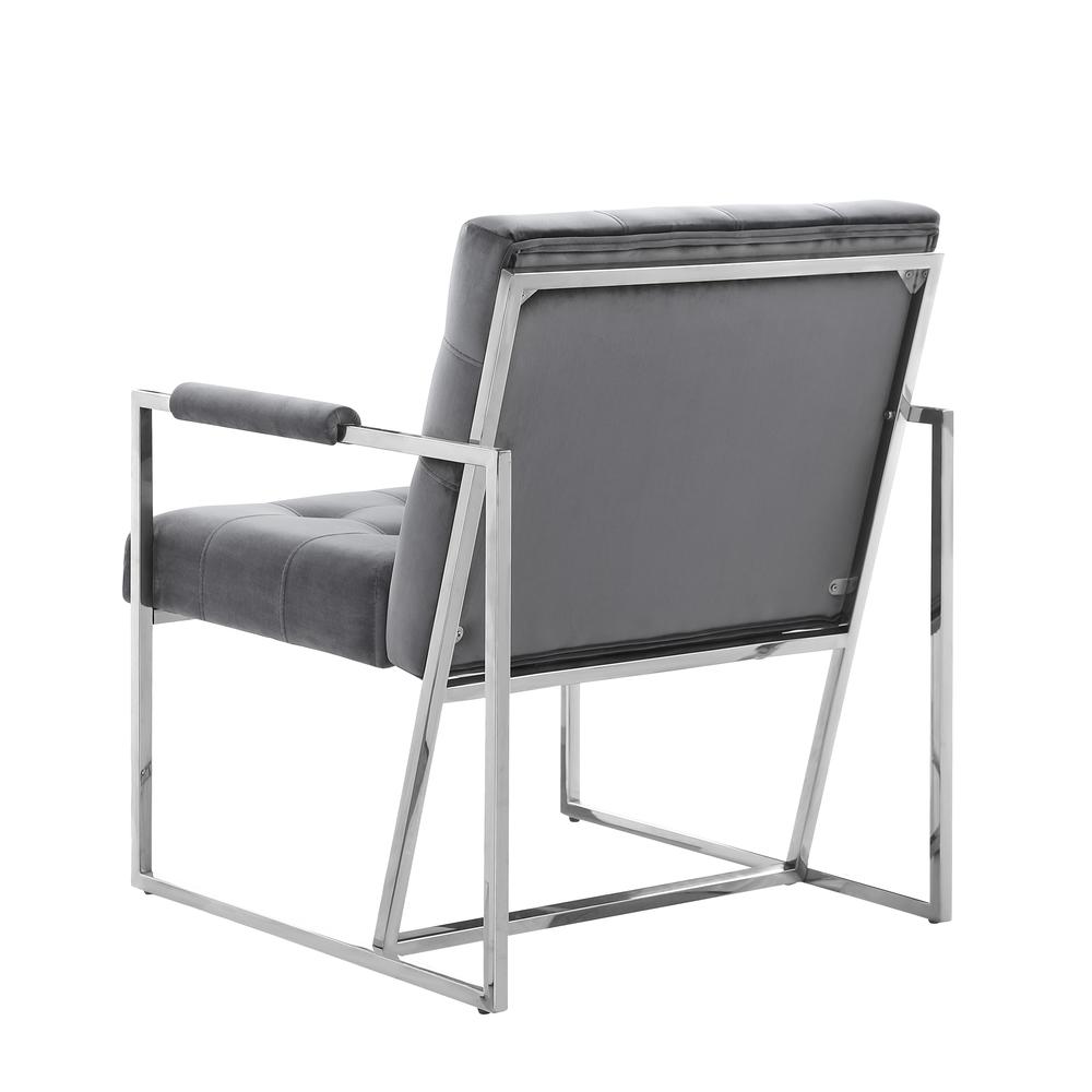 Luxor Gray Velvet Modern Accent Chair in Silver. Picture 2