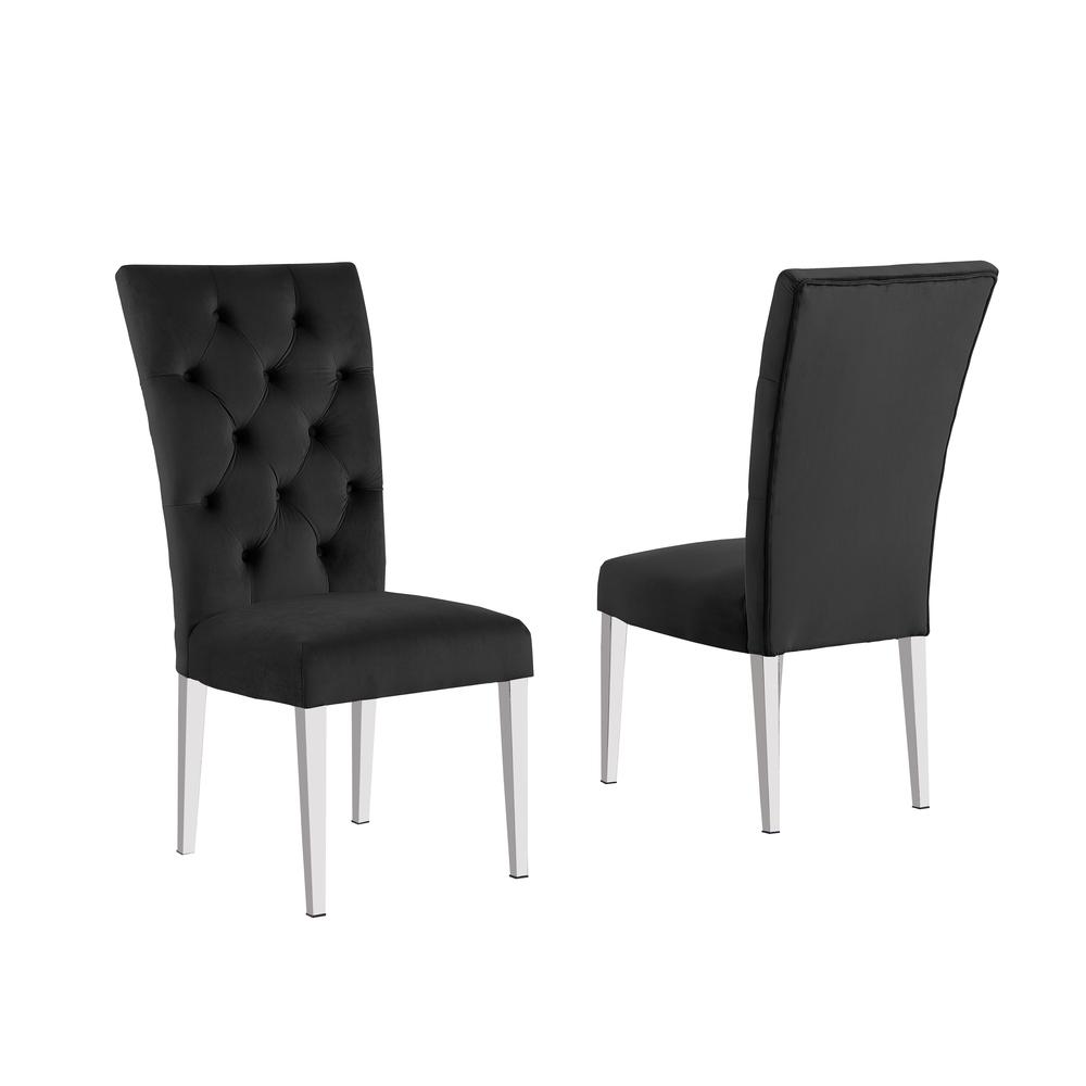 Layla Modern Velvet Upholstered Side Chairs in Black (Set of 2). Picture 1