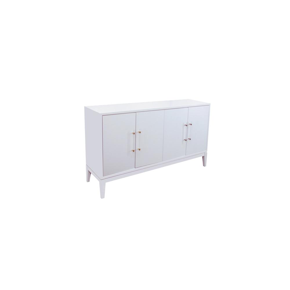 Best Master Furniture Orbis 61" Modern Wood Sideboard in White Lacquer. Picture 1