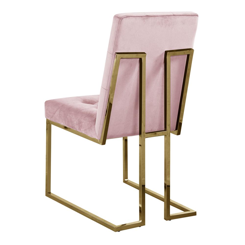 Modern Velvet Fabric Dining Chair in Pink/Gold (Set of 2). Picture 3