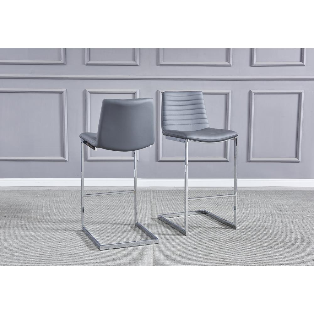 Blanca Gray Faux Leather Bar Chairs in Silver(Set of 2). Picture 3