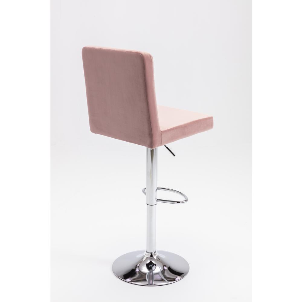 Yorkie Velvet Upholstered Modern Swivel Bar Stool in Pink (Set of 2). Picture 3