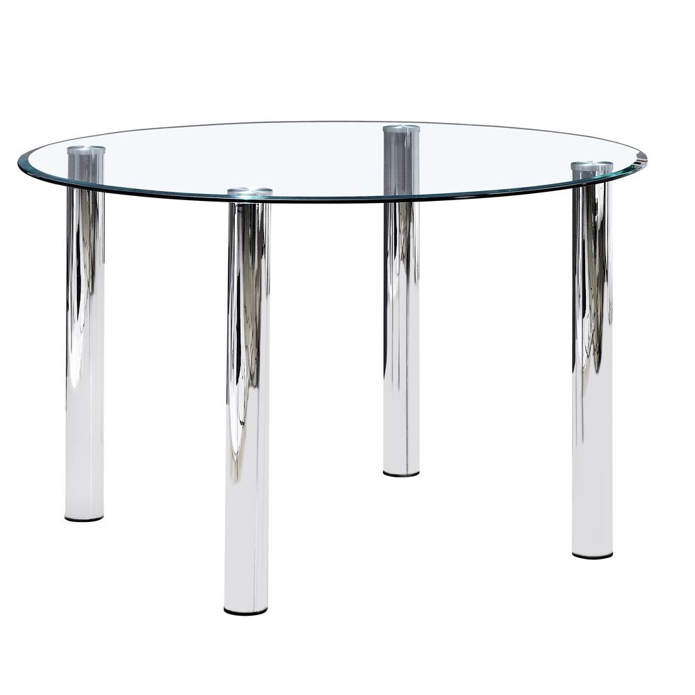 Best Master Furniture Duncan 5 Piece Round Stainless Steel Dining Set in Gray. Picture 3