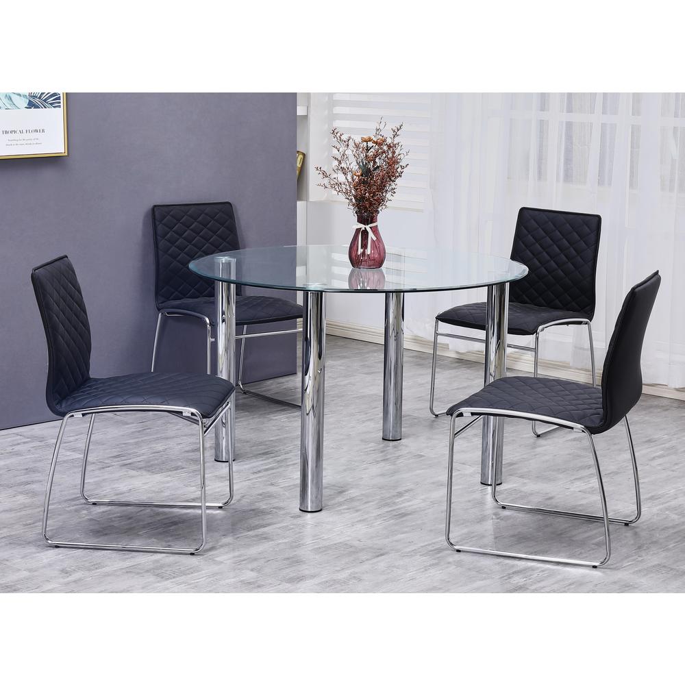 Duncan Black w/ Chrome Dining Chair, Set of 2. Picture 3