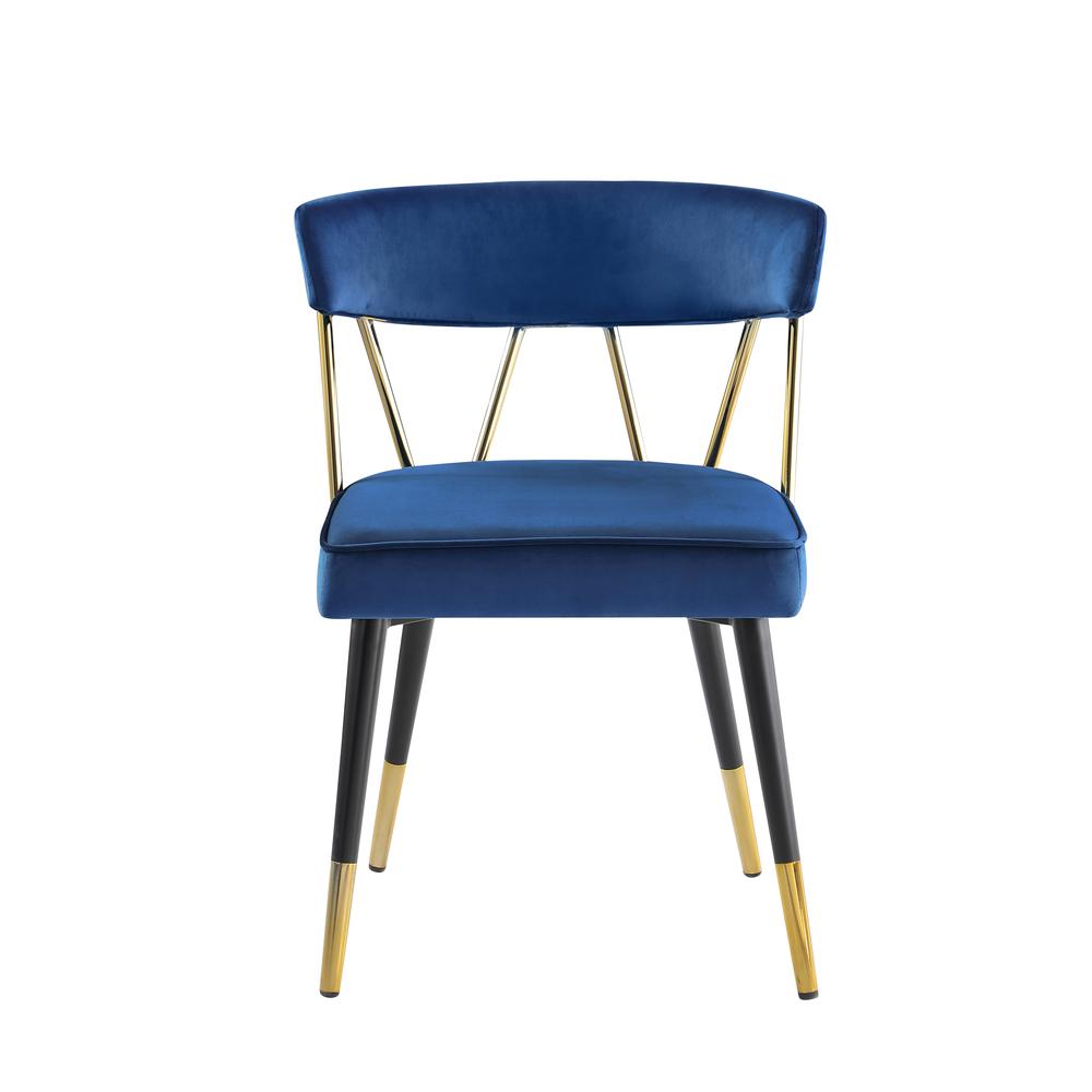 Aireys Navy Velvet Armless Chair with Gold Accents (Set of 2). Picture 2
