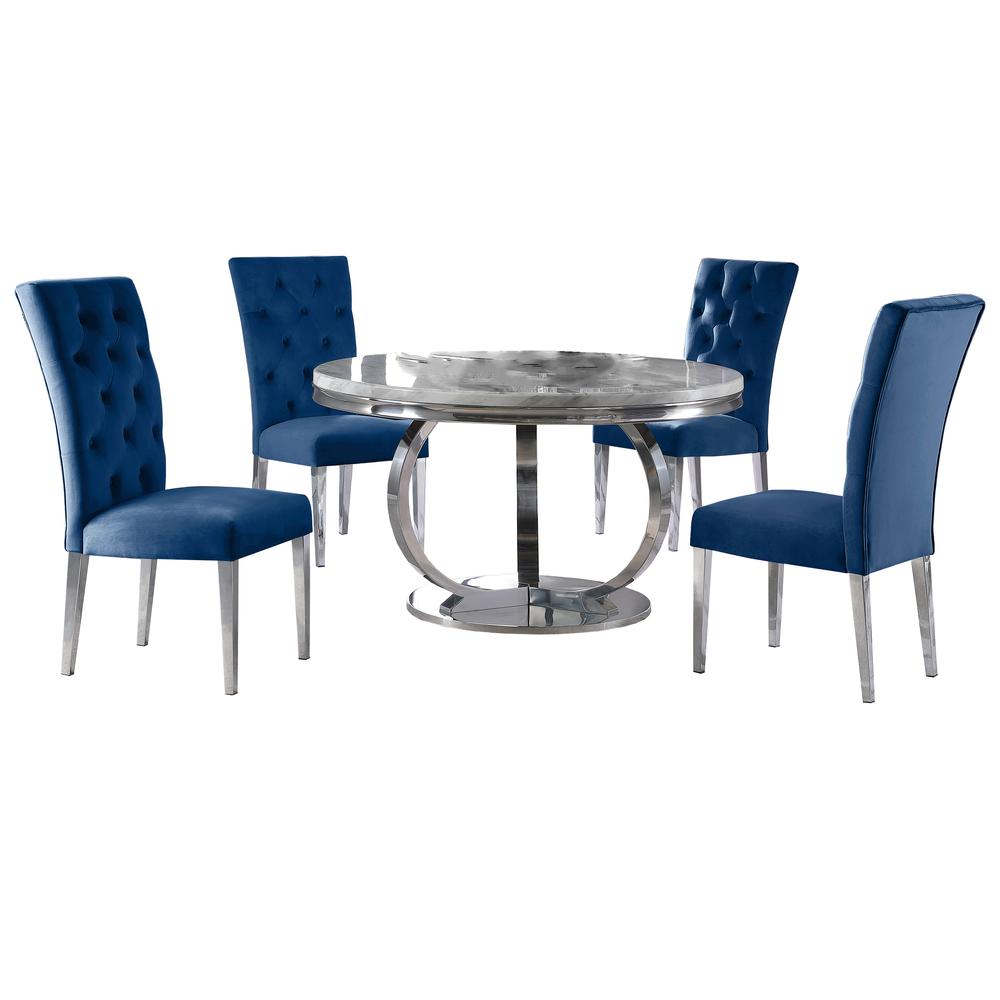 Lexington 52"  Round Dining Set in Blue. Picture 1
