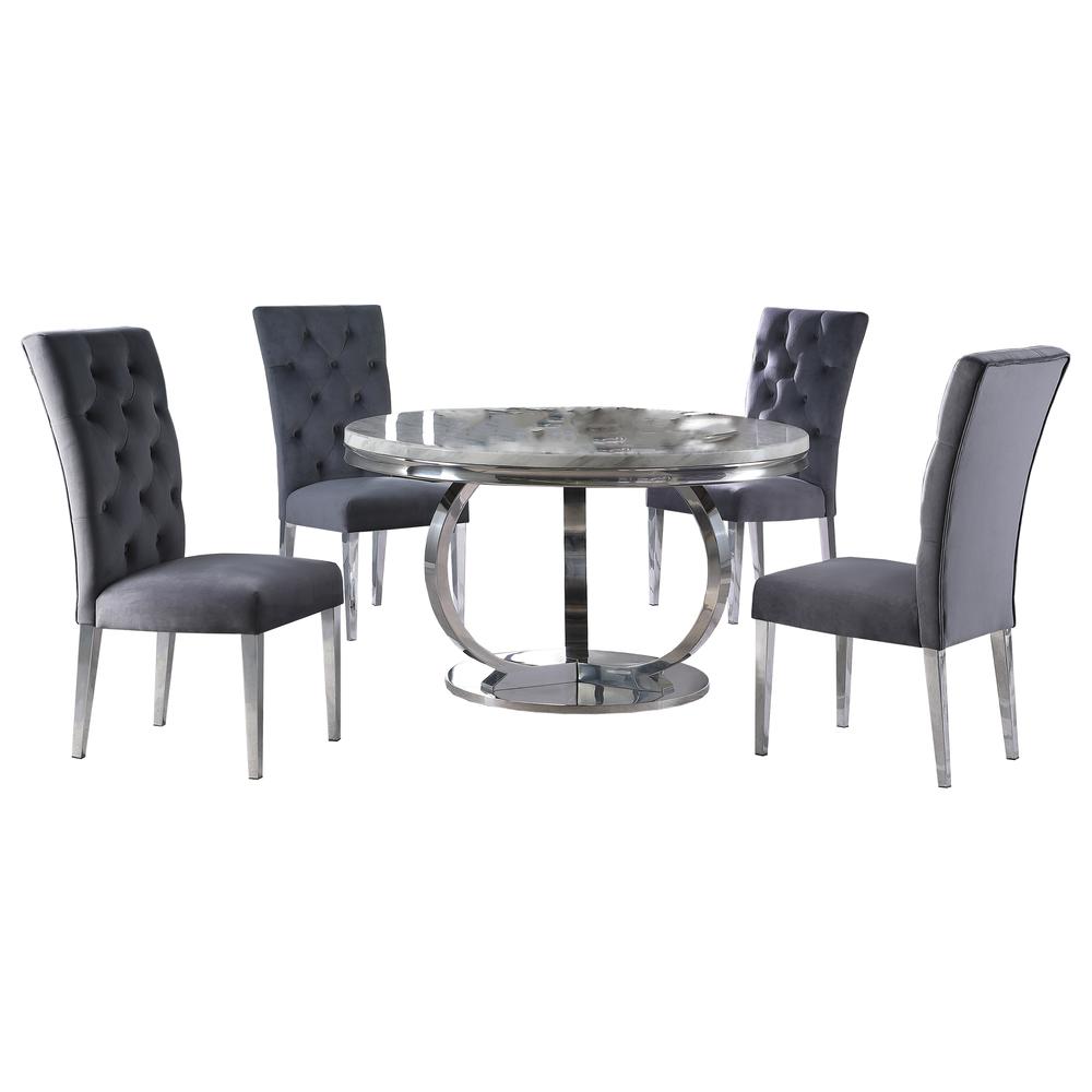 Best Master Furniture Lexington 52"  Round Dining Set in Gray. Picture 1